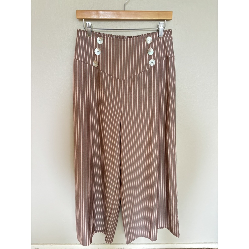 Easel Los Angeles Wide Leg Pattern Palazzo Pants Mauve Striped Boho Womens M